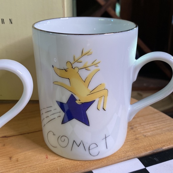 Pottery Barn Santa's Reindeer Silver Rim Mugs Assorted Box - Set Of 4 🎅🏻🎄🦌 - Picture 6 of 16